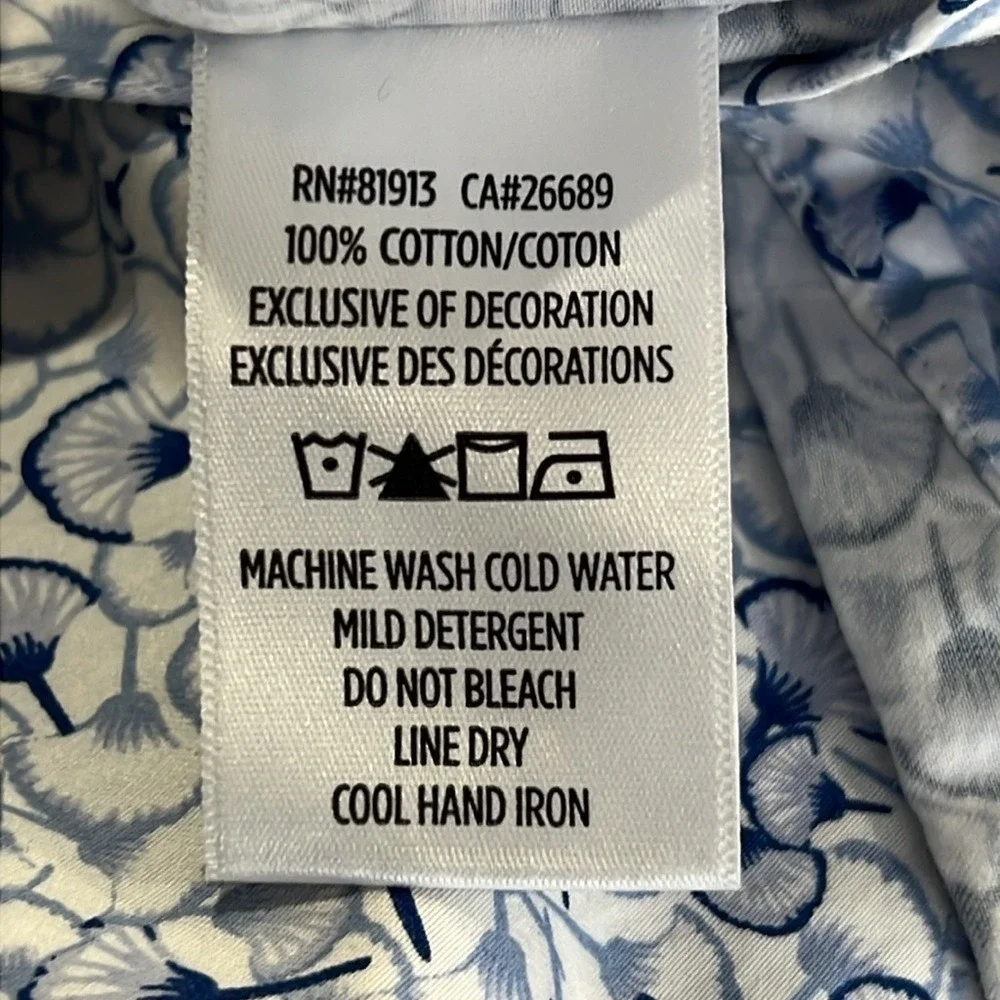 Robert Graham Blue Bellflower Tailored Woven Shirt M Button Up Collar S/S Casual